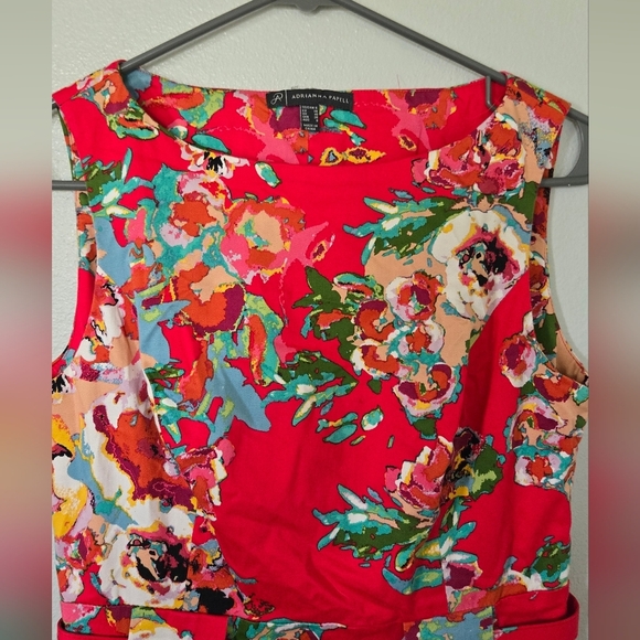 Adrianna Papell Red Floral Dress Size 6 - Picture 5 of 8